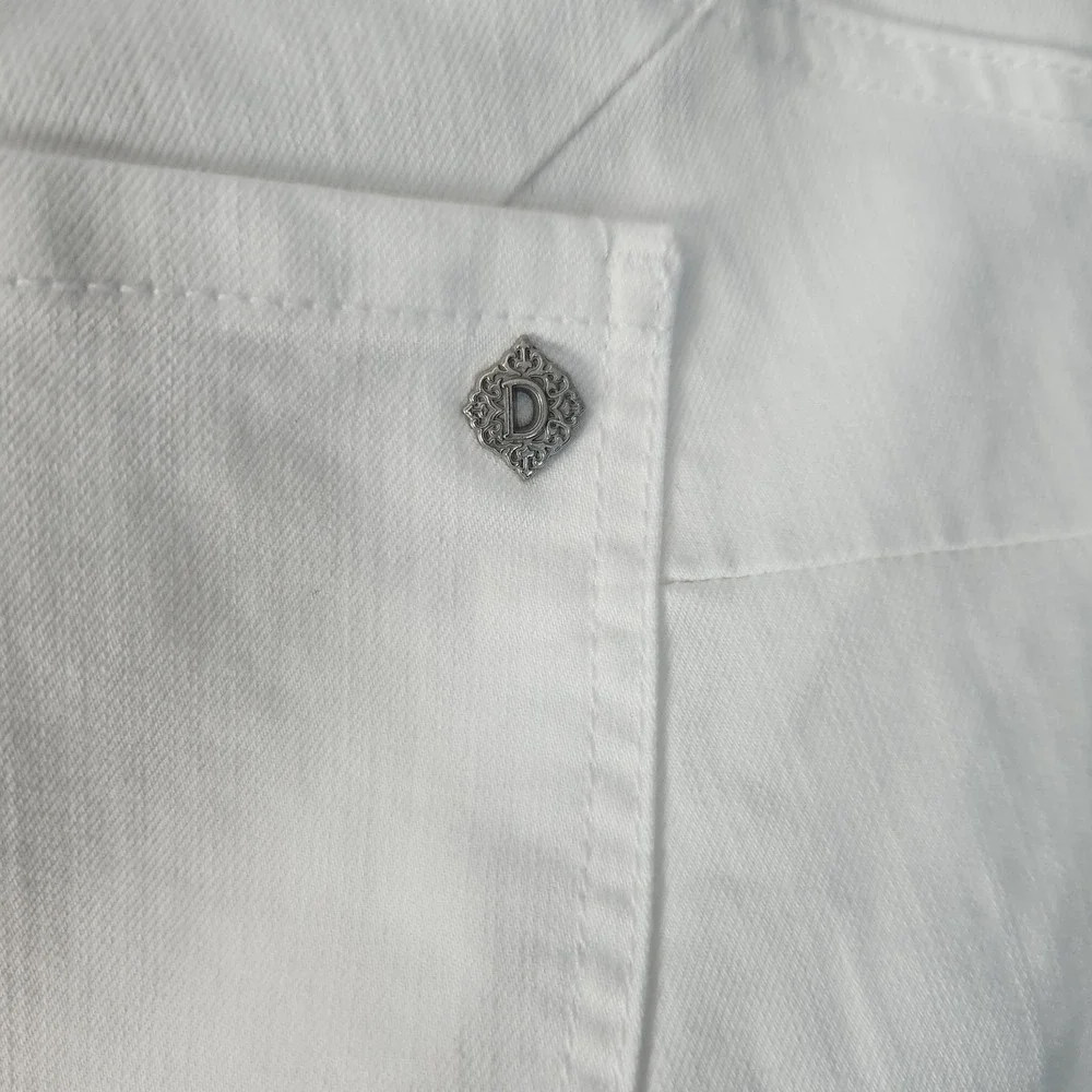 Democracy Ankle Skimmer Jeans 24W White Denim‎ AB Solution High-Rise Crop Beachy